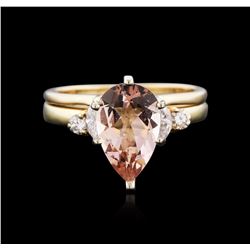 14KT Yellow and White Gold 2.21ct Morganite and Diamond Ring