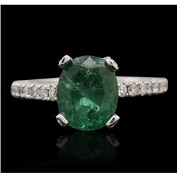 14KT White Gold 2.32ct Emerald and Diamond Ring