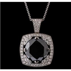 14KT White Gold 18.84ctw Black Diamond Pendant With Chain