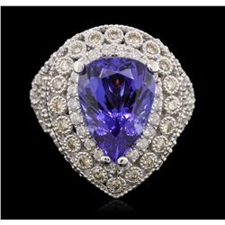 14KT White Gold 9.78ct Tanzanite and Diamond Ring