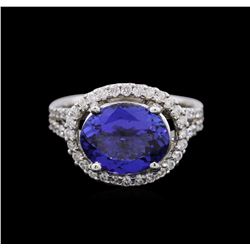 14KT White Gold 3.64ct Tanzanite and Diamond Ring