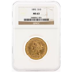 1892 NGC MS63 $10 Liberty Head Eagle Gold Coin