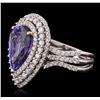 Image 2 : 14KT White Gold 5.16ct Tanzanite and Diamond Ring