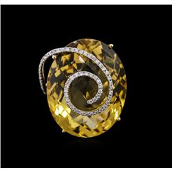 18KT Yellow Gold 41.50ct Citrine and Diamond Ring