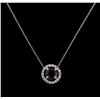 Image 2 : 1.00ct Rhodolite Garnet and Diamond Pendant With Chain - 14KT White Gold