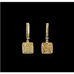 0.85ctw Yellow Diamond Earrings - 14KT Yellow Gold