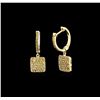 Image 2 : 0.85ctw Yellow Diamond Earrings - 14KT Yellow Gold