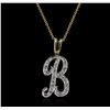 Image 2 : 14KT Two-Tone Gold 0.05ctw Diamond Pendant With Chain