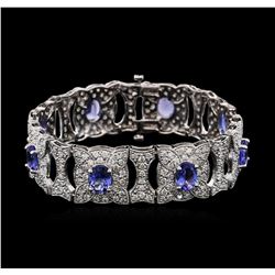 14KT White Gold 11.28ctw Tanzanite and Diamond Bracelet