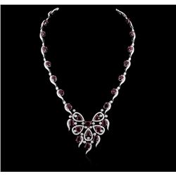 18KT White Gold GIA Certified 31.20ctw Ruby and Diamond Necklace