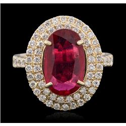 14KT Yellow Gold 3.26ct Ruby and Diamond Ring