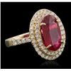 Image 2 : 14KT Yellow Gold 3.26ct Ruby and Diamond Ring