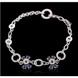 14KT White Gold 2.56ctw Sapphire and Diamond Bracelet