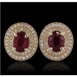 14KT Yellow Gold 3.20ctw Ruby and Diamond Earrings