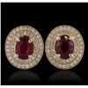 Image 1 : 14KT Yellow Gold 3.20ctw Ruby and Diamond Earrings