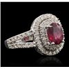 Image 2 : 14KT White Gold 1.73ct Tourmaline and Diamond Ring