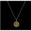 Image 1 : 14KT Yellow Gold 2.02ctw Diamond Coin Pendant With Chain