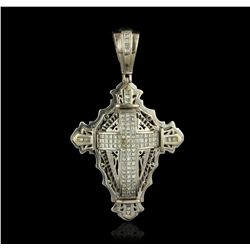 14KT White Gold 3.69ctw Diamond Cross Pendant