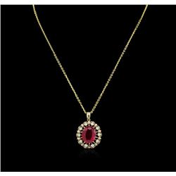 14KT Yellow Gold 11.11ct Ruby and Diamond Pendant With Chain