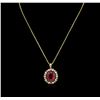 Image 1 : 14KT Yellow Gold 11.11ct Ruby and Diamond Pendant With Chain