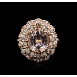 14KT Rose Gold 3.13ct Morganite and Diamond Ring