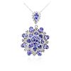 Image 2 : 14KT White Gold 28.87ctw Tanzanite and Diamond Pendant With Chain