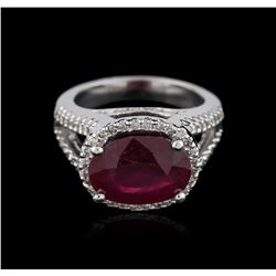 14KT White Gold 5.85ct Ruby and Diamond Ring