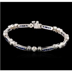 14KT White Gold 2.38ctw Sapphire and Diamond Bracelet