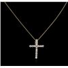 Image 1 : 14KT Yellow Gold 1.00ctw Diamond Cross Pendant With Chain