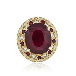 14KT Yellow Gold 12.34ctw Ruby and Diamond Ring