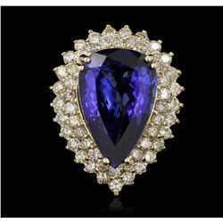 18KT Yellow Gold 17.41ct Tanzanite and Diamond Ring