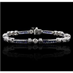 14KT White Gold 2.38ctw Sapphire and Diamond Bracelet