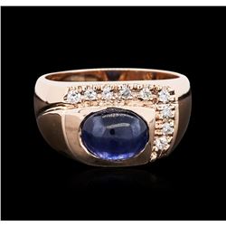 14KT Rose Gold 4.33ct Sapphire and Diamond Ring