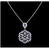Image 1 : 14KT White Gold 6.13ctw Tanzanite and Diamond Pendant With Chain