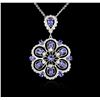Image 2 : 14KT White Gold 6.13ctw Tanzanite and Diamond Pendant With Chain