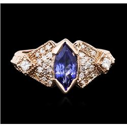 14KT Rose Gold 1.18ct Tanzanite and Diamond Ring