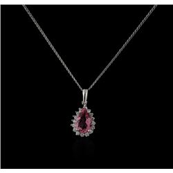 14KT White Gold 1.63ct Pink Topaz and Diamond Pendant With Chain