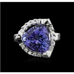 14KT White Gold 6.78ct Tanzanite and Diamond Ring