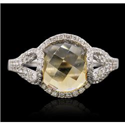 14KT White Gold 3.55ct Citrine and Diamond Ring