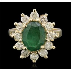 14KT Yellow Gold 2.44ct Emerald and Diamond Ring