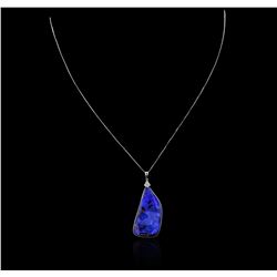 14KT White Gold 15.00ct Opal and Diamond Pendant With Chain