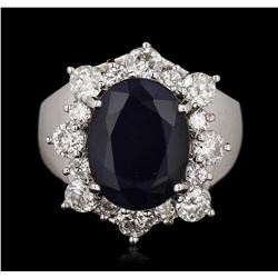 14KT White Gold 5.46ct Sapphire and Diamond Ring