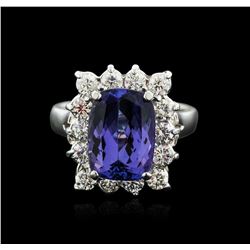 14KT White Gold 3.90ct Tanzanite and Diamond Ring