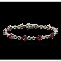 14KT White Gold 6.15ctw Ruby and Diamond Bracelet