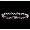 Image 2 : 14KT White Gold 6.15ctw Ruby and Diamond Bracelet