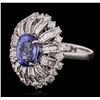 Image 2 : 18KT White Gold 3.11ct Tanzanite and Diamond Ring