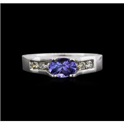 0.70ct Tanzanite and Diamond Ring - Platinum