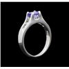 Image 3 : 0.70ct Tanzanite and Diamond Ring - Platinum