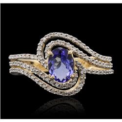 14KT Yellow Gold 0.80ct Tanzanite and Diamond Ring