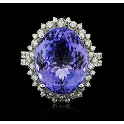 14KT White Gold 15.25ct Tanzanite and Diamond Ring